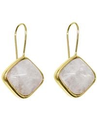 Farra - Minimalist Square Shaped Moonstone Hook Earrings - Lyst
