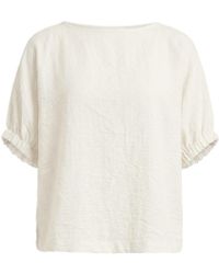 James Lakeland - Neutrals Relaxed Gathered Sleeve Top – Cream - Lyst