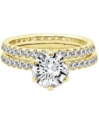Diamonbliss - 3 Carats Round Cut Thin Band Wedding Set - Lyst