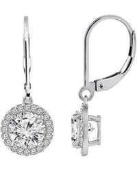 Diamonbliss - Leverback Drop Halo Earrings, Three Carat - Lyst