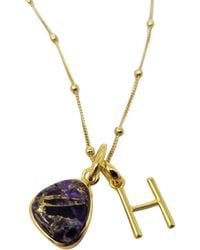 Harfi - Vermeil Plated Amethyst February Birthstone Initial Charm Necklace - Lyst