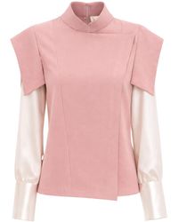 Julia Allert - Tailored Blazer-Style Blouse With Satin Sleeves - Lyst