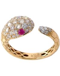 Artisan - 18K Diamond Snake Bypass Ring With Ruby Eye - Lyst