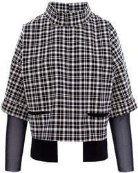 Larisa Dragna - Tartan Cotton Blouse With Oversized Pockets - Lyst