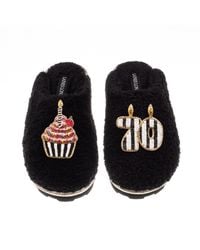 Laines London - Teddy Closed Toe Slippers With Stripe 70Th Birthday & Cake Brooches - Lyst