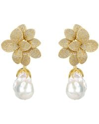LÁTELITA London - Amaryllis Flower Baroque Pearl Drop Earrings - Lyst