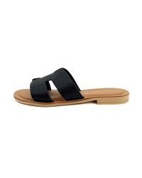 Altramoda Redressing the World - Elegant H-Strap Natural Leather Slides For - Lyst