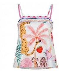 LOVEIST STORE - Nancy Tropical Print Satin Camisole Top - Lyst