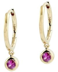 Artisan - Sapphire Bezel Drop Hoop Earrings - Lyst