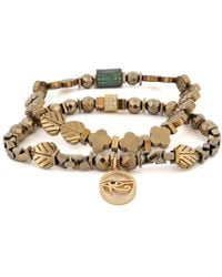 Ebru Jewelry - Eye Of Ra Charm Hematite Stone Beaded Bracelet Set - Lyst