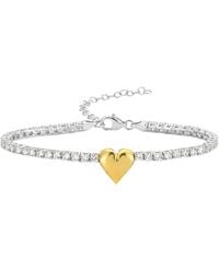 Spero London - Sterling Heart Tennis Bracelet - Lyst