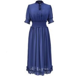 Smart and Joy - Chiffon Dress With Smocks And Small Ruffles - Lyst
