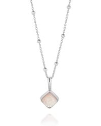 Nellou Jewellery - Rose Quartz Diamond Necklace Sterling - Lyst
