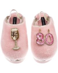 Laines London - Flatform Cloud Closed Toe Slippers With 80Th Birthday & Champagne Glass Brooches - Lyst