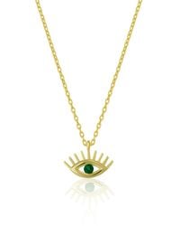 Spero London - Green Eye Evil Eye Sterling Silver Necklace - Lyst