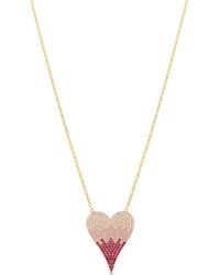 SHYMI - Large Pave Ombré Heart Necklace - Lyst