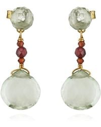 MOUNIR LONDON - Green Amethyst And Garnet Drop Earrings - Lyst