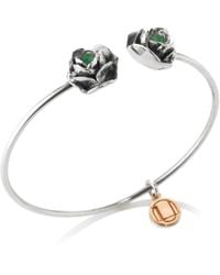 Unaloe - Sterling Rigid Bracelet Rocks With Natural Emerald – Handmade Italian Jewelry - Lyst