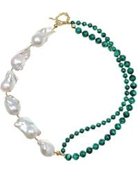 Farra - Malachite With Baroque Asymmetric Necklace - Lyst