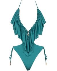 ANTONINIAS - Hortenzis Ruffled One-Piece Swimsuit With Adjustable Zip - Lyst