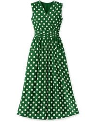 Yumi' - Polka Dot Mesh Wrap Skater Dress With Pockets - Lyst