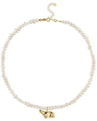 LINYA JEWELLERY - Solstice Eye Detailed Amorphous Sand Pearl Necklace - Lyst