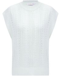 Peraluna - Sima O-Neck Openwork Knit Blouse - Lyst