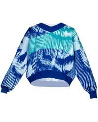 Essien & Emre - Aves Merino Wool Colour Block Jumper Sky - Lyst
