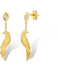 Jewelbird - Diamond Bird Drop Earrings - Lyst
