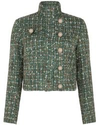 Sour Figs - High-Neck Metallic Thread Bouclé Tweed Jacket - Lyst