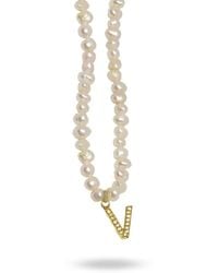 LINYA JEWELLERY - Mono Letter Pearl Necklace V - Lyst