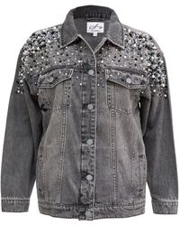 Sana t - Hand Crafted Rhinestone Royalty Denim Jacket - Lyst