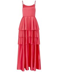 Sour Figs - Tiered Ruffled Satin Maxi Dress - Lyst