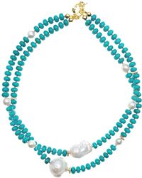 Farra - With Baroque Pearl Double Layers Statement Necklace - Lyst
