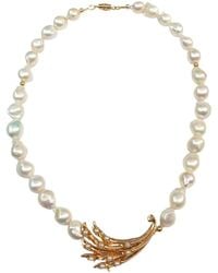 Way to Chic - Pearl Necklace With Antique Sea-Inspired Brooch - Lyst