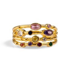 Ebru Jewelry - Colorful Multi Gemstone & Adjustable Statement Ring - Lyst