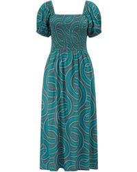 Sugarhill - Jolene Shirred Midi Dress, Concentric Circles - Lyst