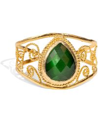 Ebru Jewelry - Vintage Cat Eye Chunky Cuff Bracelet - Lyst