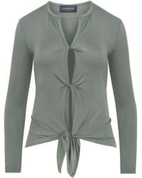 Mandragora - Khaki Viscose Top With Woven Openings - Lyst