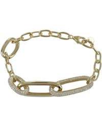 Reeves & Reeves - Sparkly Paperclip Statement Bracelet Gold Plate - Lyst