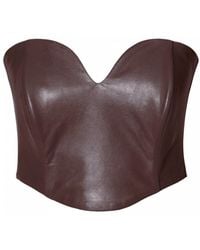 AGGI by HALEWSKI - Lara Chocolate Vegan Leather Crop Corset - Lyst