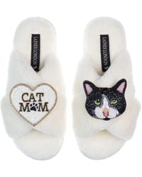 Laines London - Classic Laines Slippers With Cat Mum/Mom & Oreo Cat Brooches - Lyst