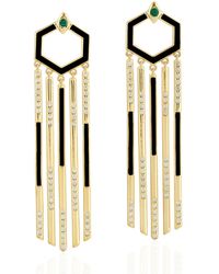 Artisan - Natural Diamond Emerald Gemstone Chandelier Earrings 18k Yellow Gold - Lyst
