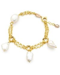 Unaloe - Vermeil Sterling Double Chain Pearl Bracelet For – Elegant Statement Jewelry - Lyst