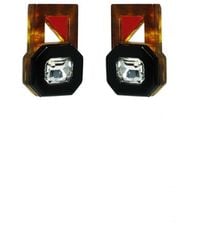 Gissa Bicalho - Handmade Acrylic Earring P Deco Octogonal Cut Stone Caramel Granite - Lyst