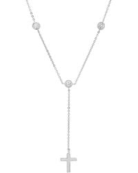 Kylie Harper - Sterling Bezel-Set Diamond Cz Cross Y Necklace - Lyst