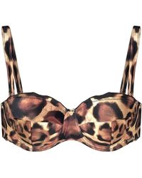 Deessa Ibiza - Neutrals Leopard Print Shapewear Bikini Balconette Underwire Bra Top Made - Lyst