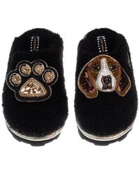 Laines London - Teddy Closed Toe Slippers With Beagle & Paw Brooches - Lyst