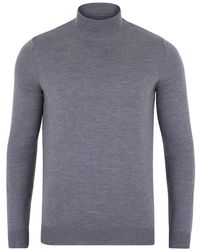 Paul James Knitwear - Extra Fine Merino Wool Mock Turtleneck Shaw Jumper - Lyst