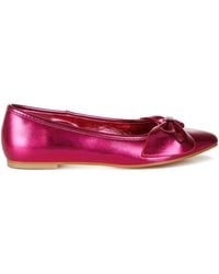 Rag & Co - Bromelia Metallic Pleather Bow Ballerinas - Lyst